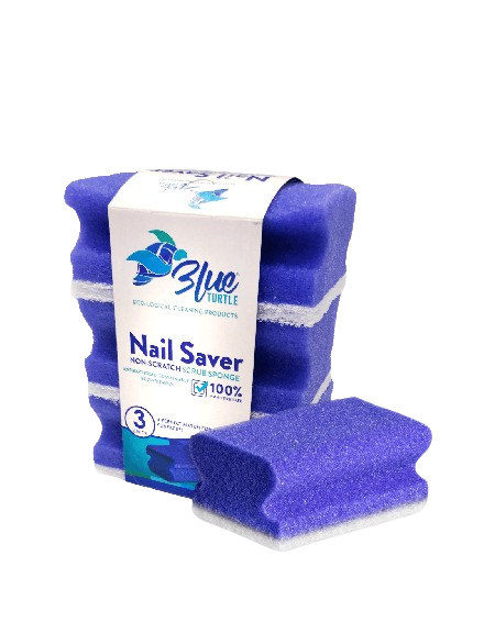 Blue Turtle Nail Saver Non-Scratch Scrub Sponge